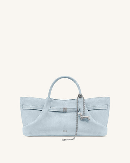 Jw Pei Maeve Dachshund Metal Charm Faux Suede Tote Bag Blue
