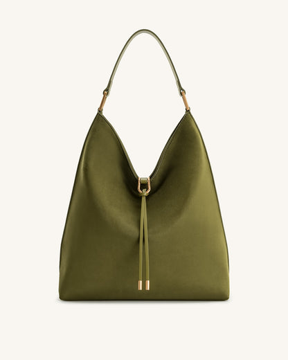 Jw Pei Aria Faux Suede Shoulder Bag Dark Olive