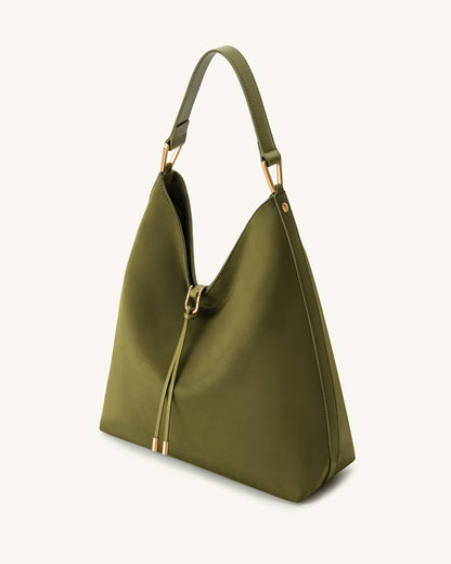 Jw Pei Aria Faux Suede Shoulder Bag Dark Olive