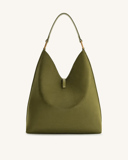 Jw Pei Aria Faux Suede Shoulder Bag Dark Olive