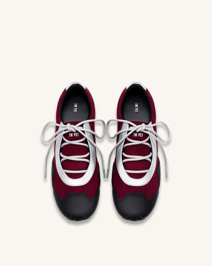 Jw Pei Caitlin Faux Suede Lace Up Ballerina Sneakers Burgundy & Light Grey