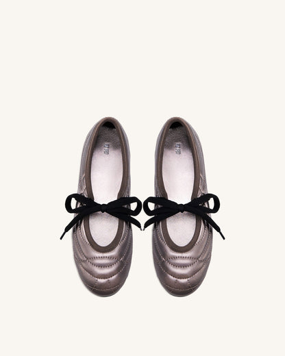 Jw Pei Erika Topstitching Lace Up Ballet Flats Dark Brown
