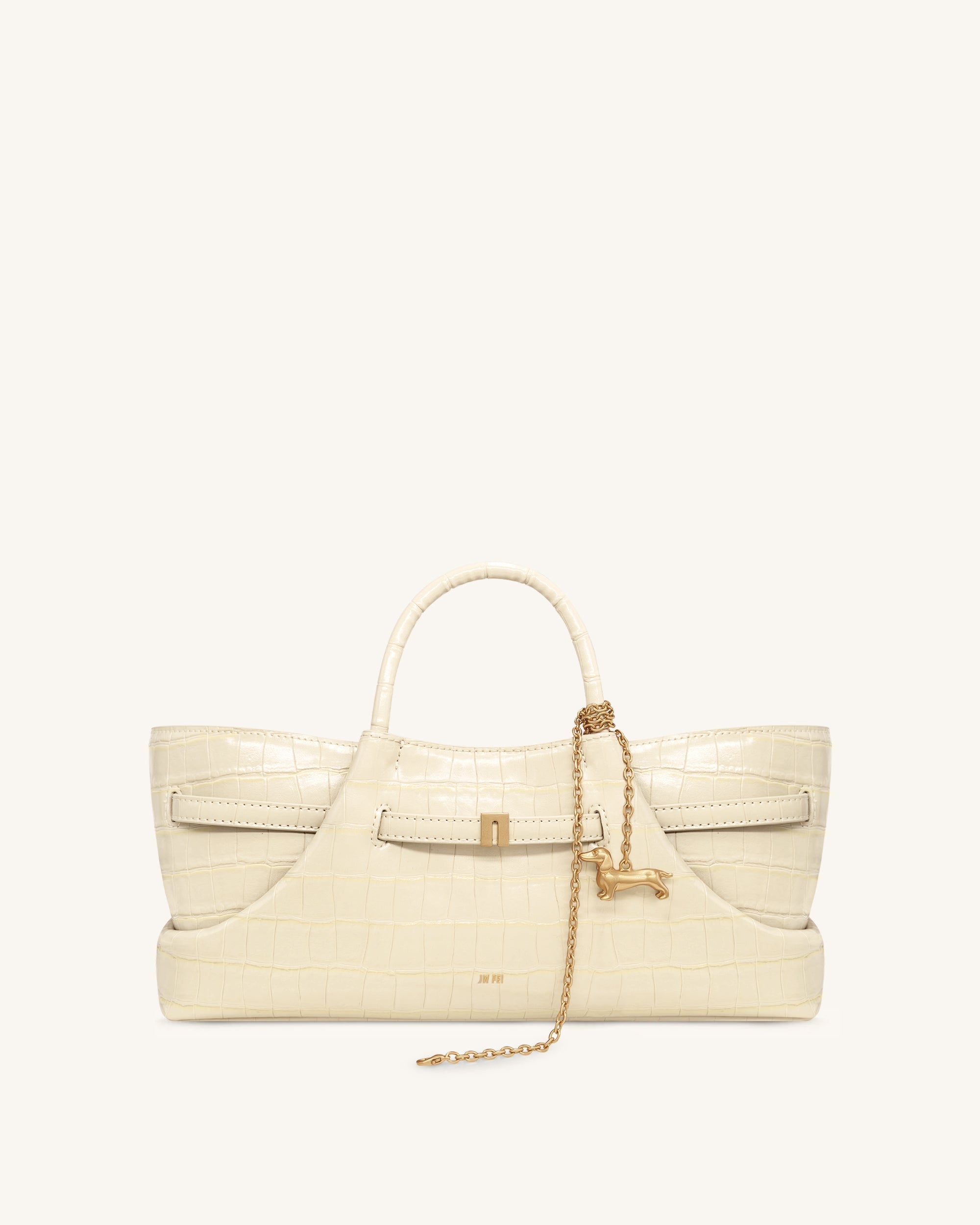 Jw Pei Maeve Dachshund Metal Charm Tote Bag Ivory Croc