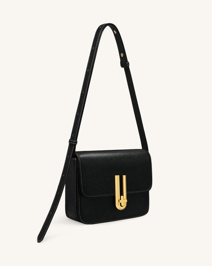 Jw Pei Evania Lock Pebbled Shoulder Bag Black