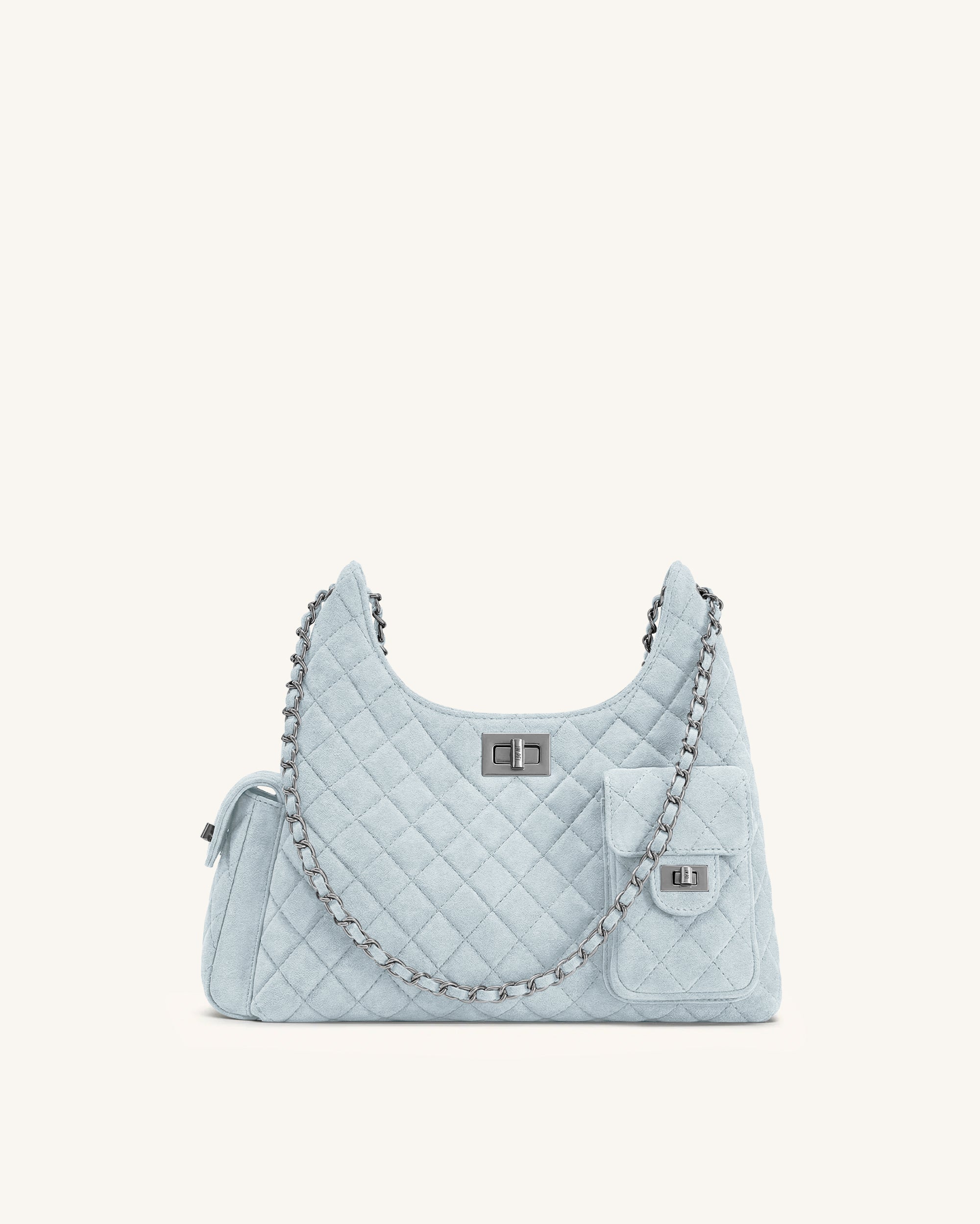 Jw Pei Vivian Faux Suede Quilted Shoulder Bag Light Blue