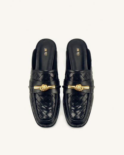 Jw Pei Elowen Woven Horsebit Mule Loafers Black
