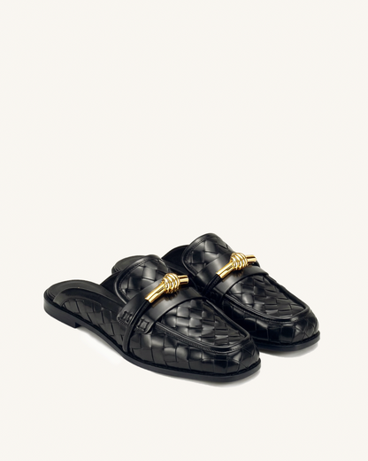 Jw Pei Elowen Woven Horsebit Mule Loafers Black