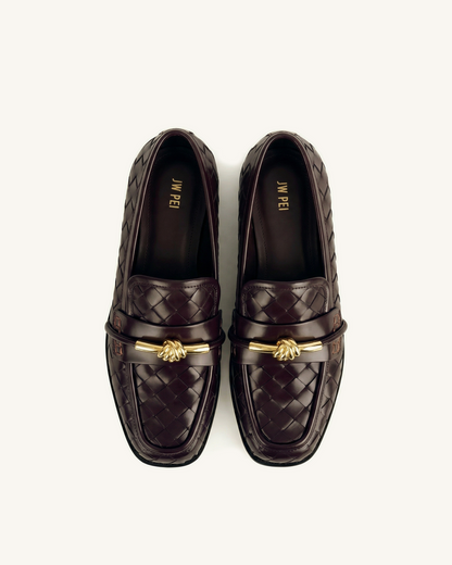Jw Pei Elowen Woven Horsebit Loafers Burgundy