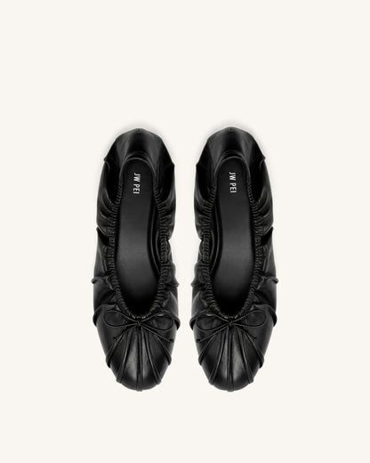 Jw Pei Solenne Ruched Drawstring Ballet Flats Black