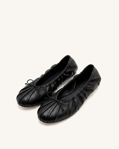 Jw Pei Solenne Ruched Drawstring Ballet Flats Black