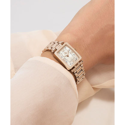 Gc Rectangle 21mm Rose Gold Dial Analog Women Watch - Z71005L3