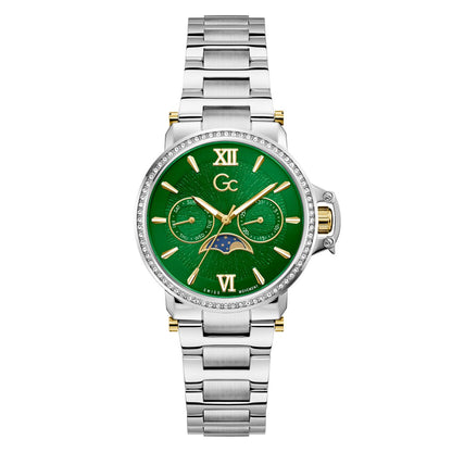 Gc Round 36mm Green Dial Analog Women Watch - Z69001L7