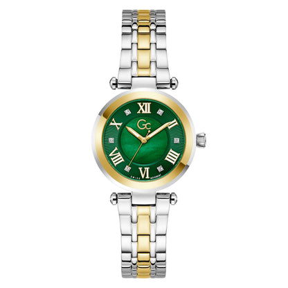 Gc Round 32mm Green Dial Analog Women Watch - Z63004L9