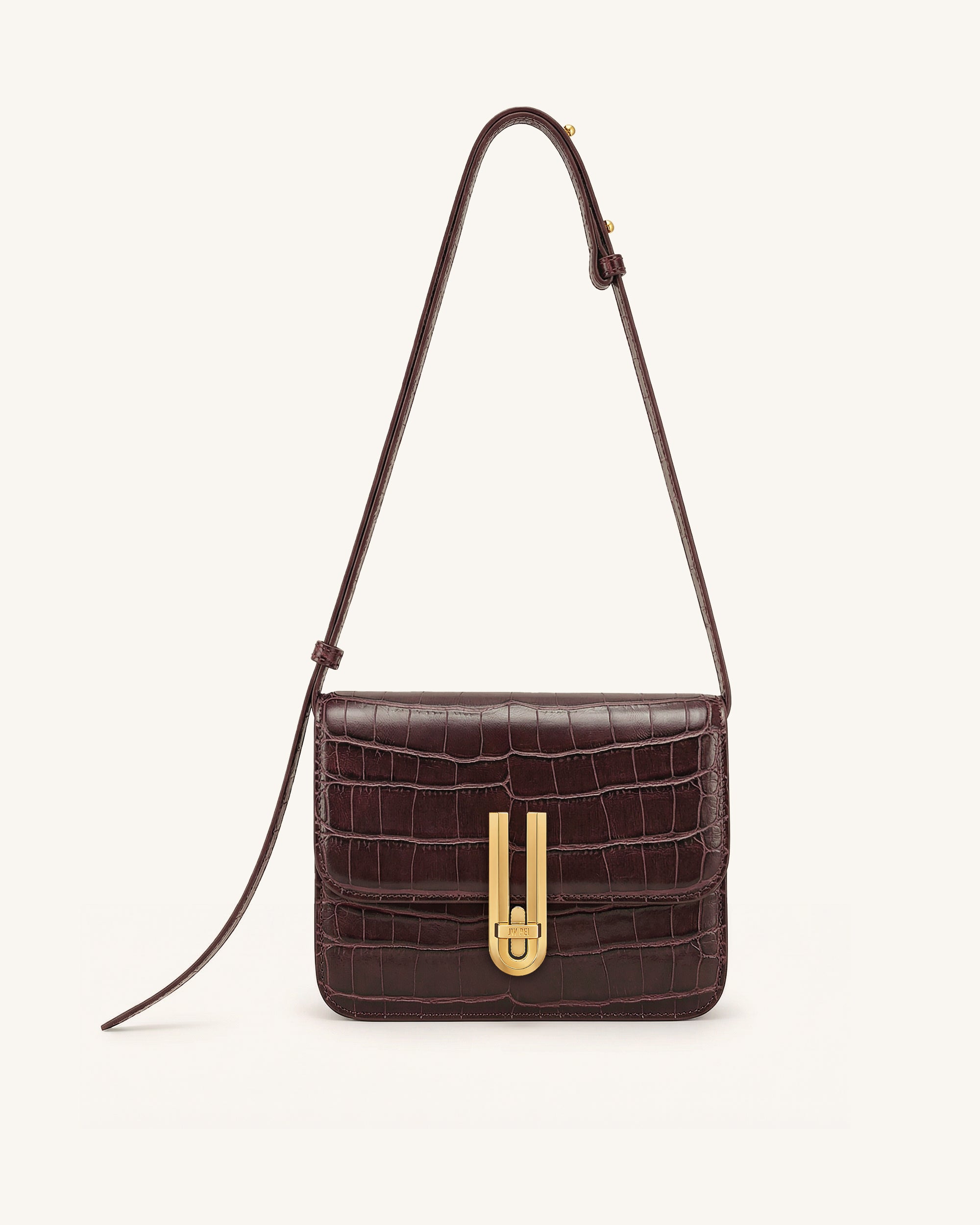 Jw Pei Evania Lock Shoulder Bag Burgundy Croc