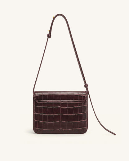 Jw Pei Evania Lock Shoulder Bag Burgundy Croc