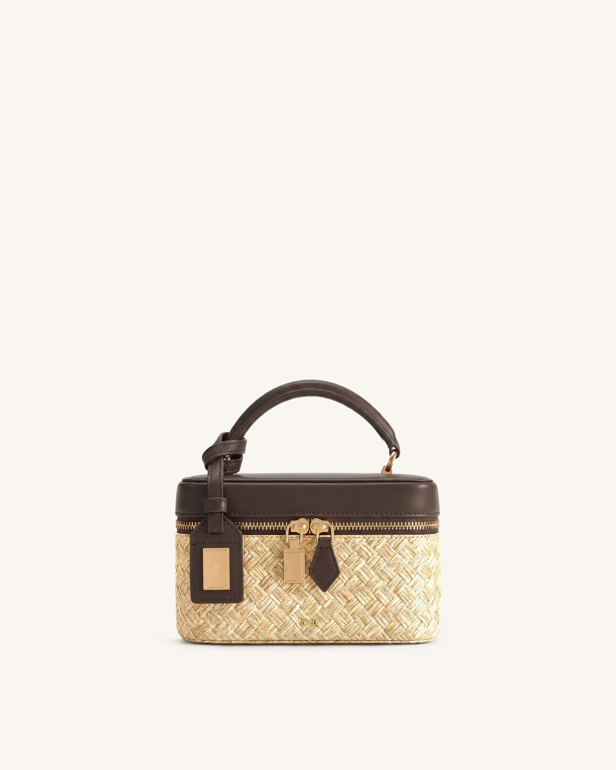 Jw Pei Cleo Faux Straw Box Shape Top Handle Bag Brown