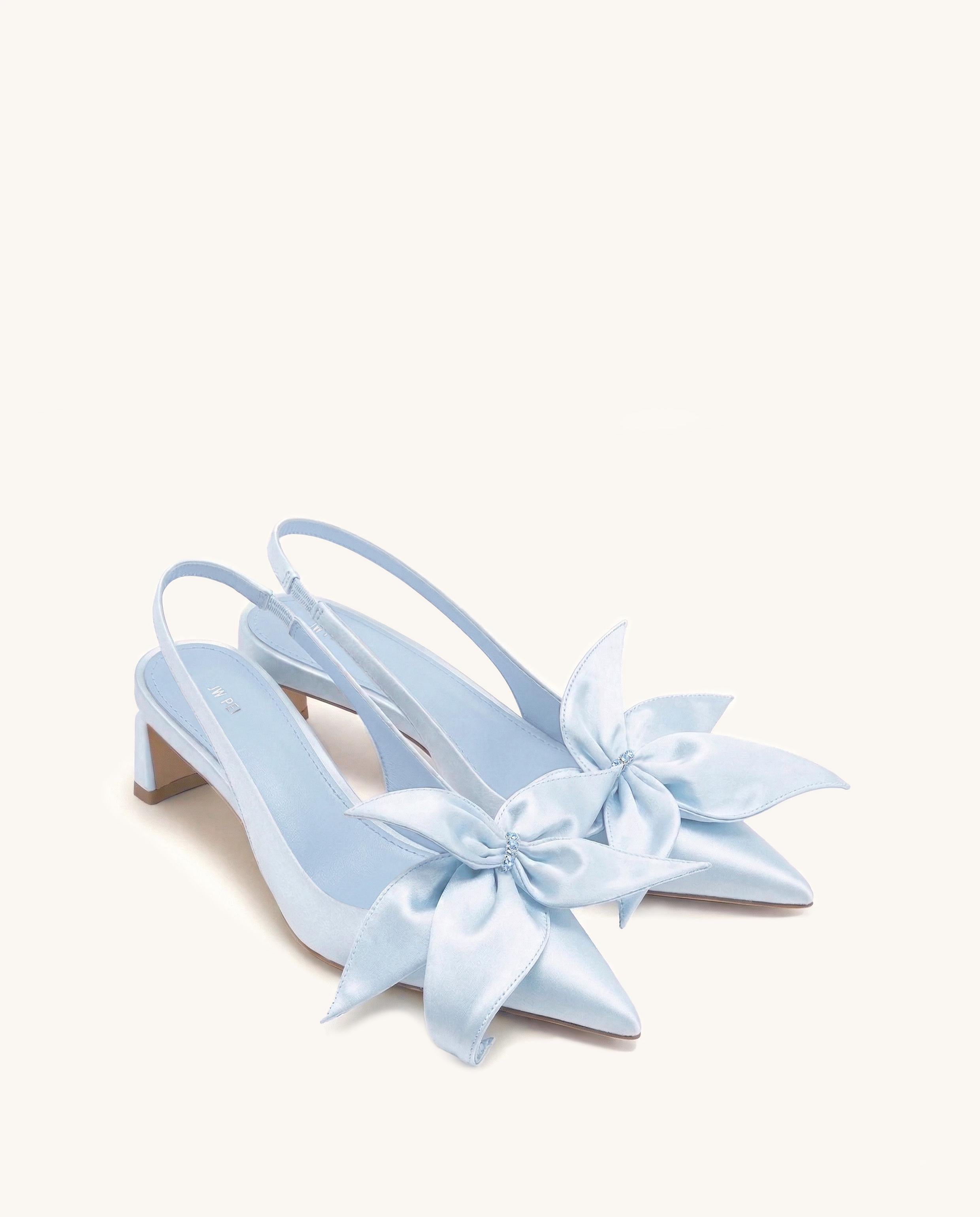 Jw Pei Queena Floral Appliques Slingback Pumps Blue