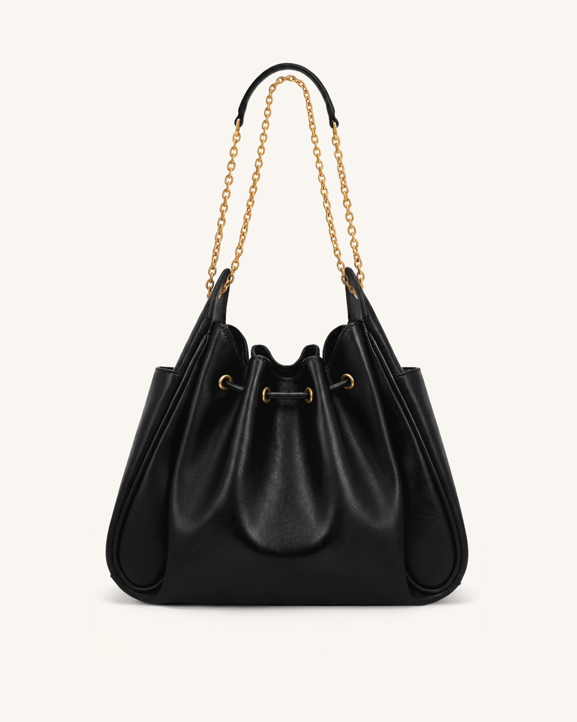Jw Pei Rowan Ruched Drawstring Chain Bucket Bag Black