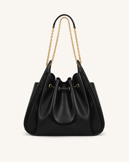 Jw Pei Rowan Ruched Drawstring Chain Bucket Bag Black