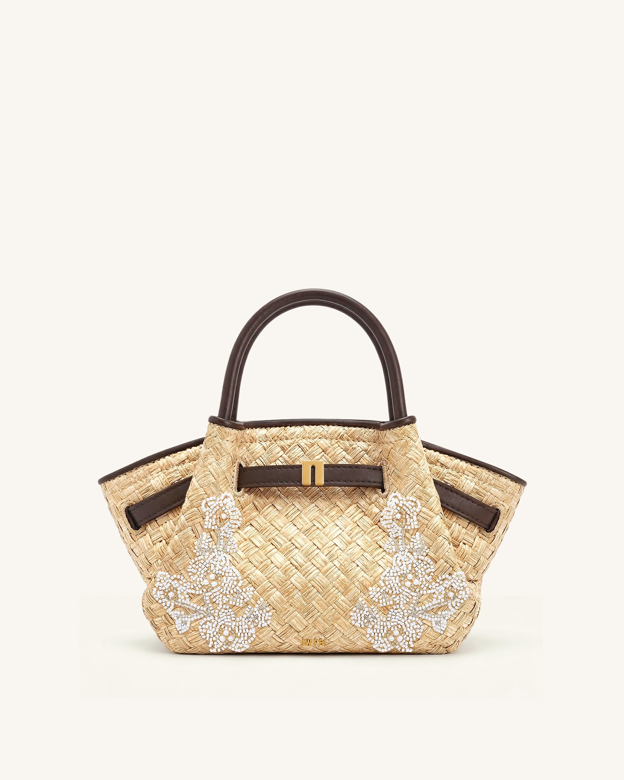 Jw Pei Hana Mini Faux Straw Beading Tote Bag Brown