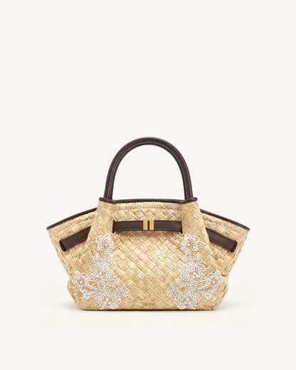 Jw Pei Hana Mini Faux Straw Beading Tote Bag Brown