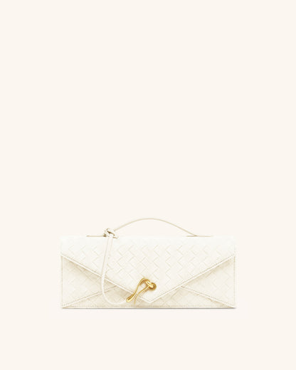 Jw Pei Celeste Faux Suede Woven Textured Envelope Top Handle Bag White