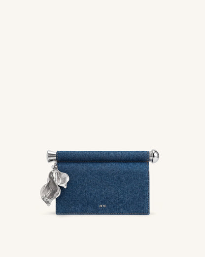 Jw Pei Holly Metal Pendant Embellished Clutch Blue Denim