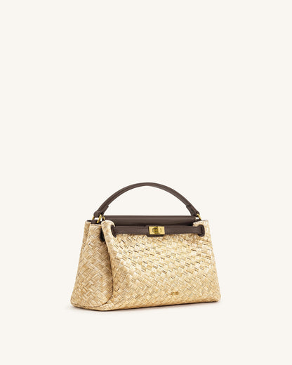 Jw Pei Carmen Faux Straw Top Handle Bag Brown