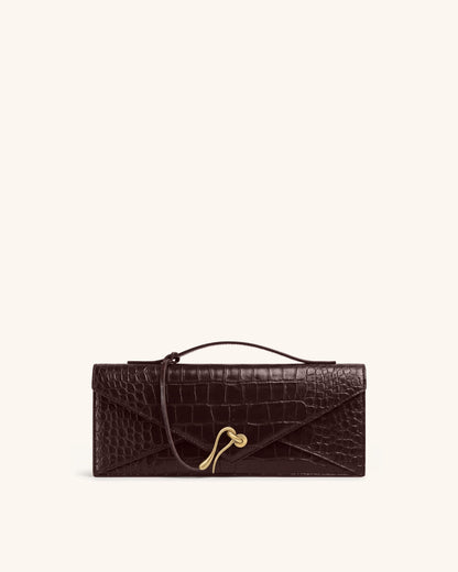 Jw Pei Celeste Envelope Top Handle Bag Dark Brown Croc
