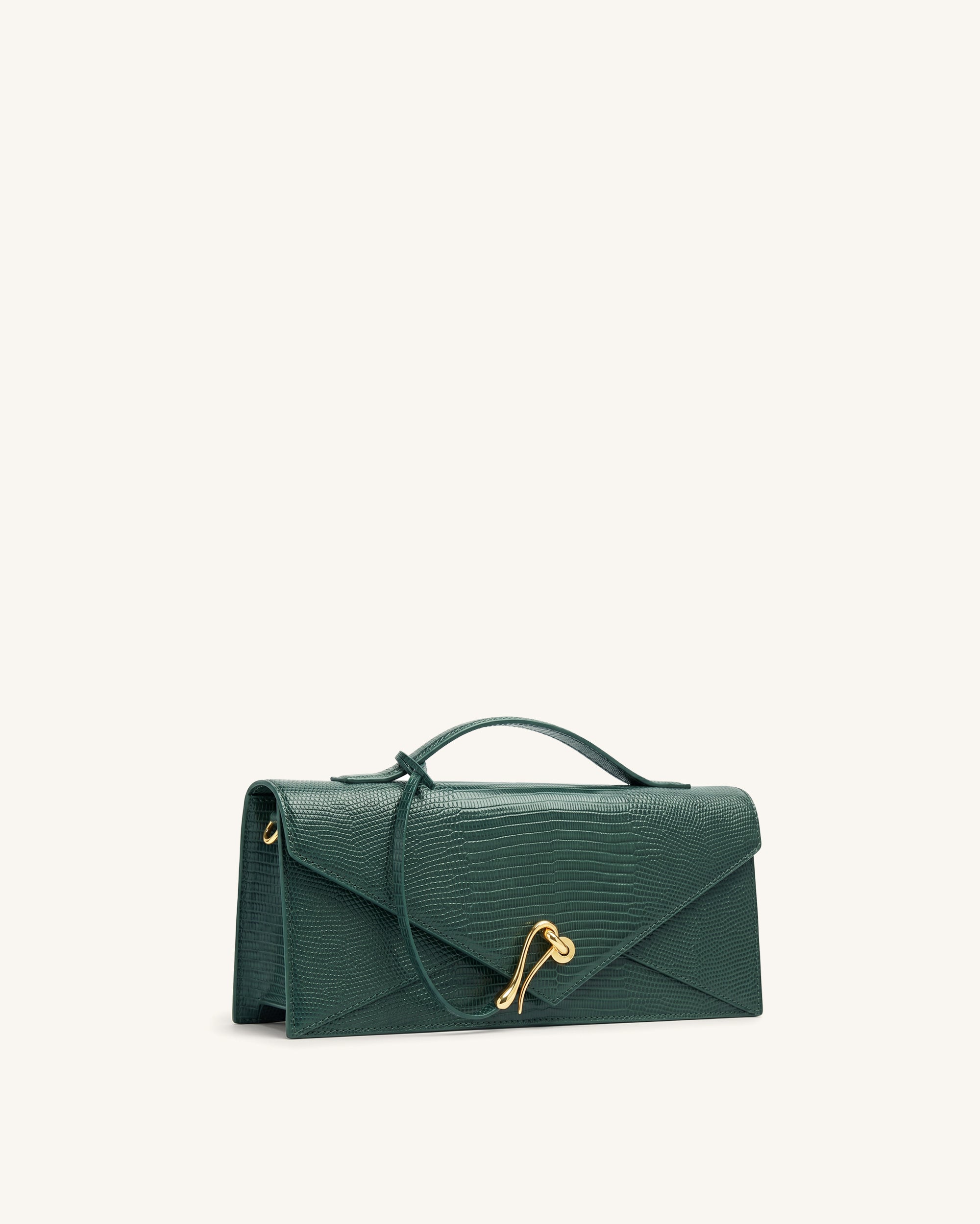 Jw Pei Celeste Envelope Top Handle Bag Olive Green Lizard Texture