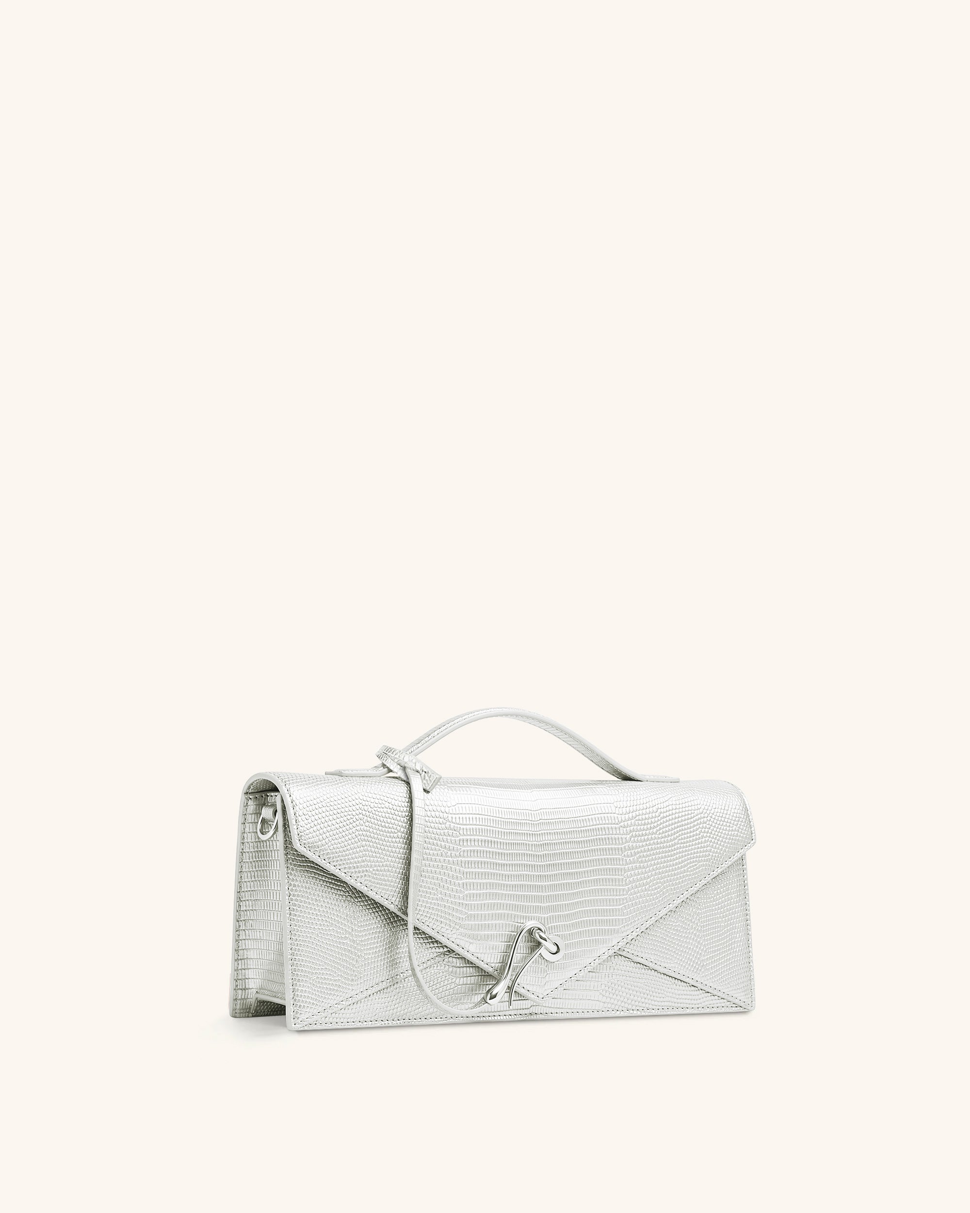 Jw Pei Celeste Envelope Top Handle Bag Silver Lizard Texture