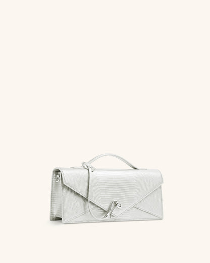Jw Pei Celeste Envelope Top Handle Bag Silver Lizard Texture
