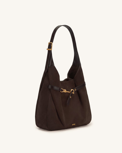 Jw Pei Alina Faux Suede Hobo Bag Chocolate Brown