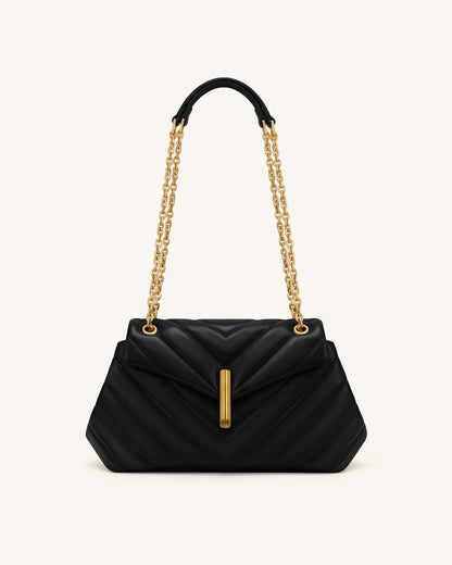 Jw Pei Valerie Quilted Chain Flap Shoulder Bag Black