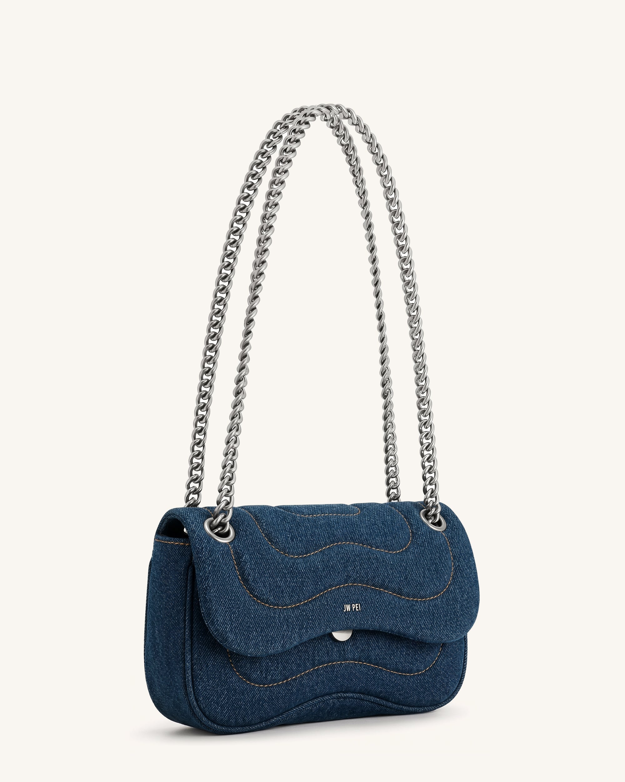 Jw Pei Tina Quilted Chain Crossbody Blue Denim