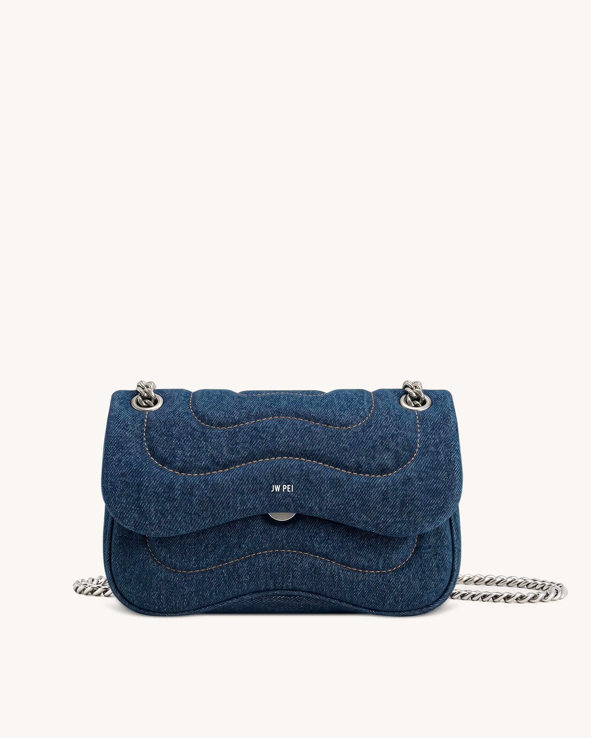 Jw Pei Tina Quilted Chain Crossbody Blue Denim