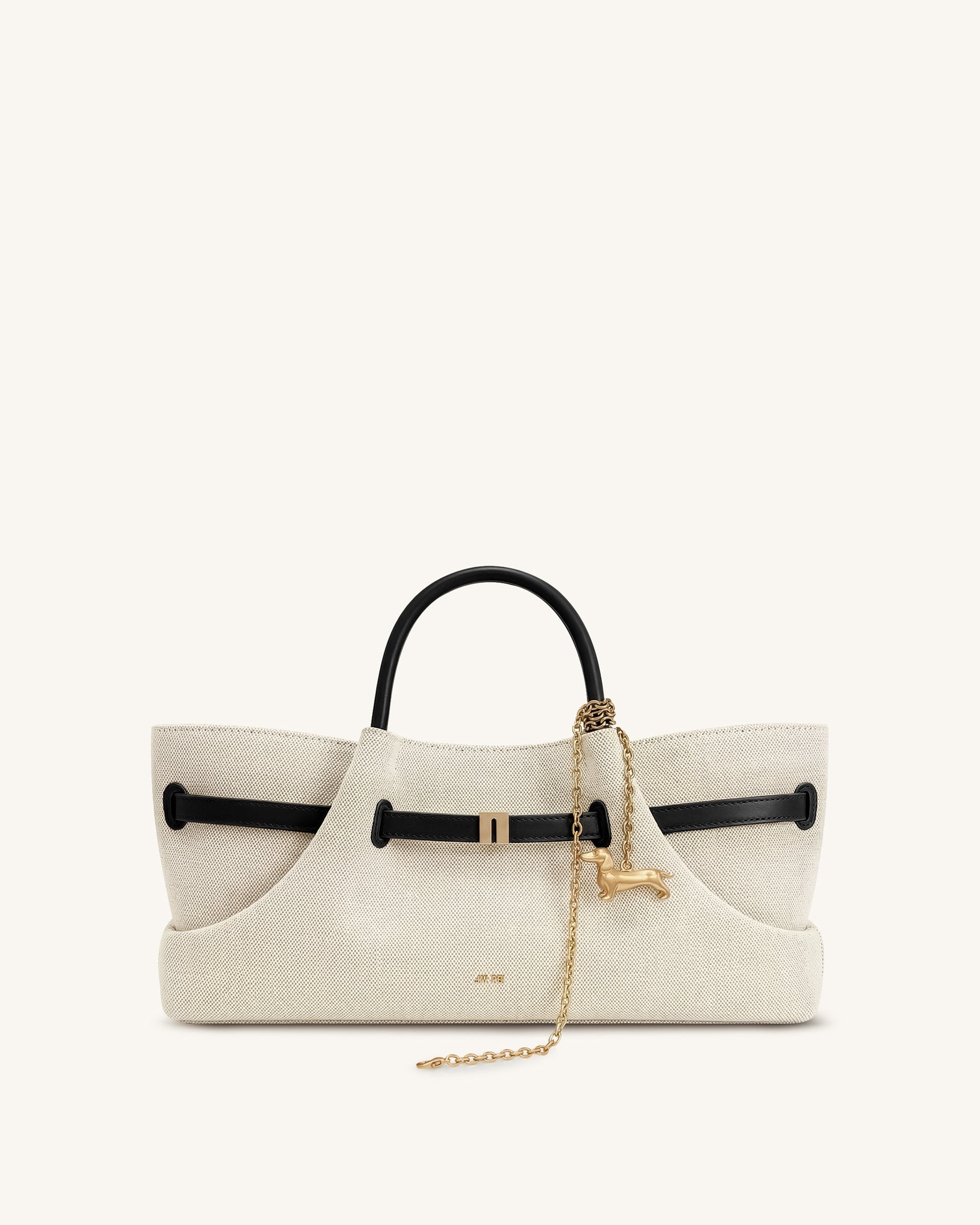 Jw Pei Maeve Dachshund Metal Charm Tote Bag Black Canvasa