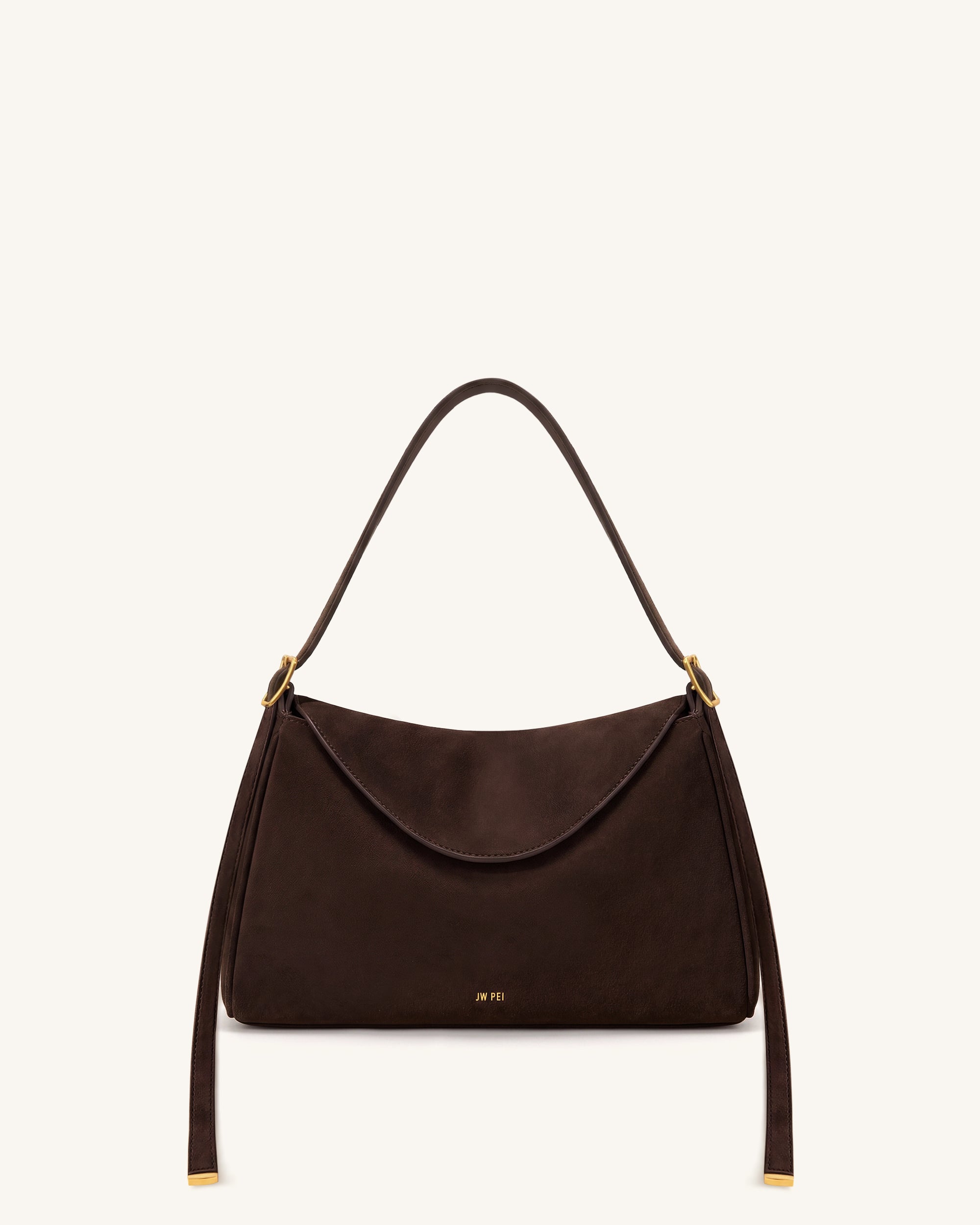 Jw Pei Elowen Faux Suede Flap Shoulder Bag Dark Brown