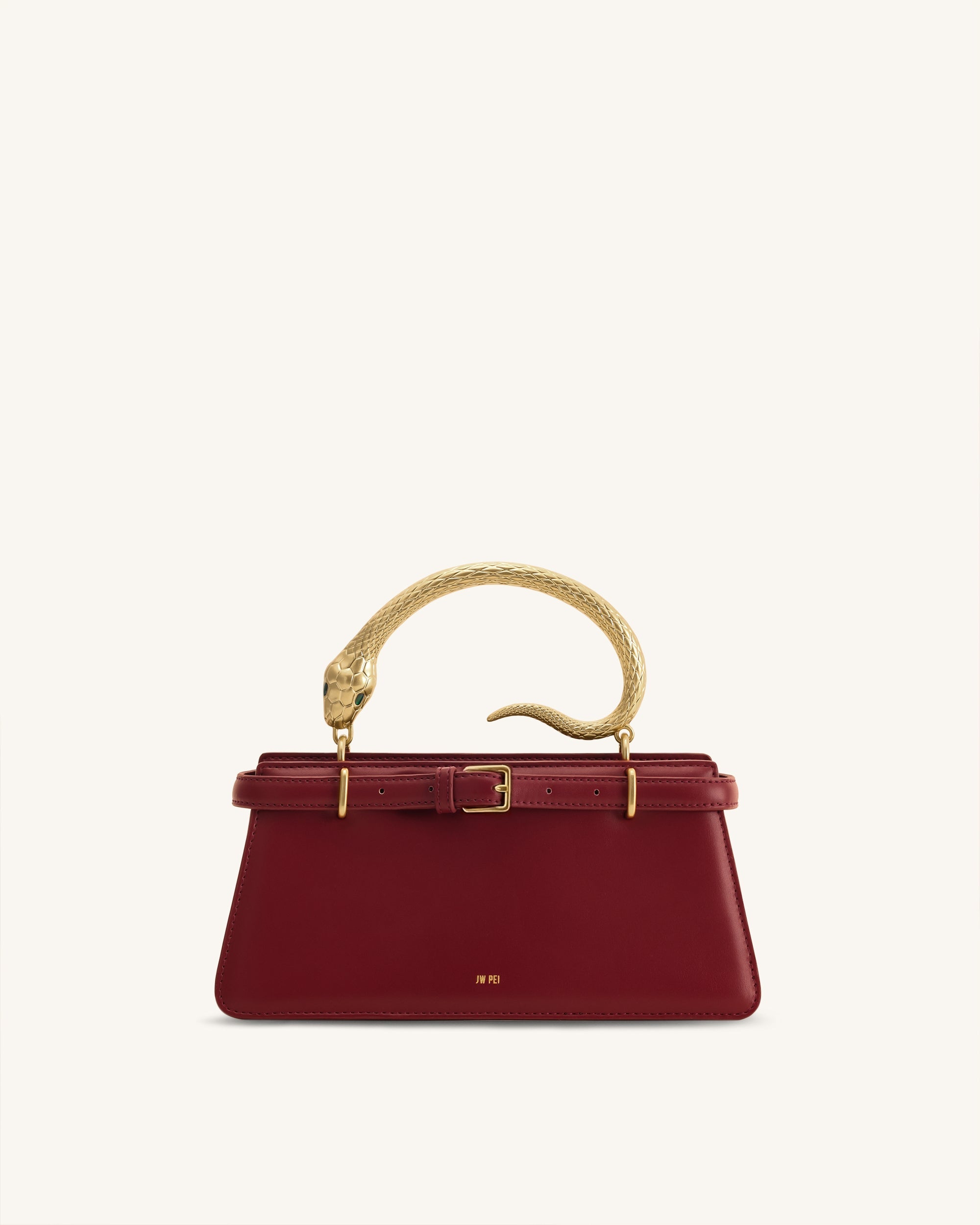 Jw Pei Elena Snake Handle Top Handle Bag Wine Red