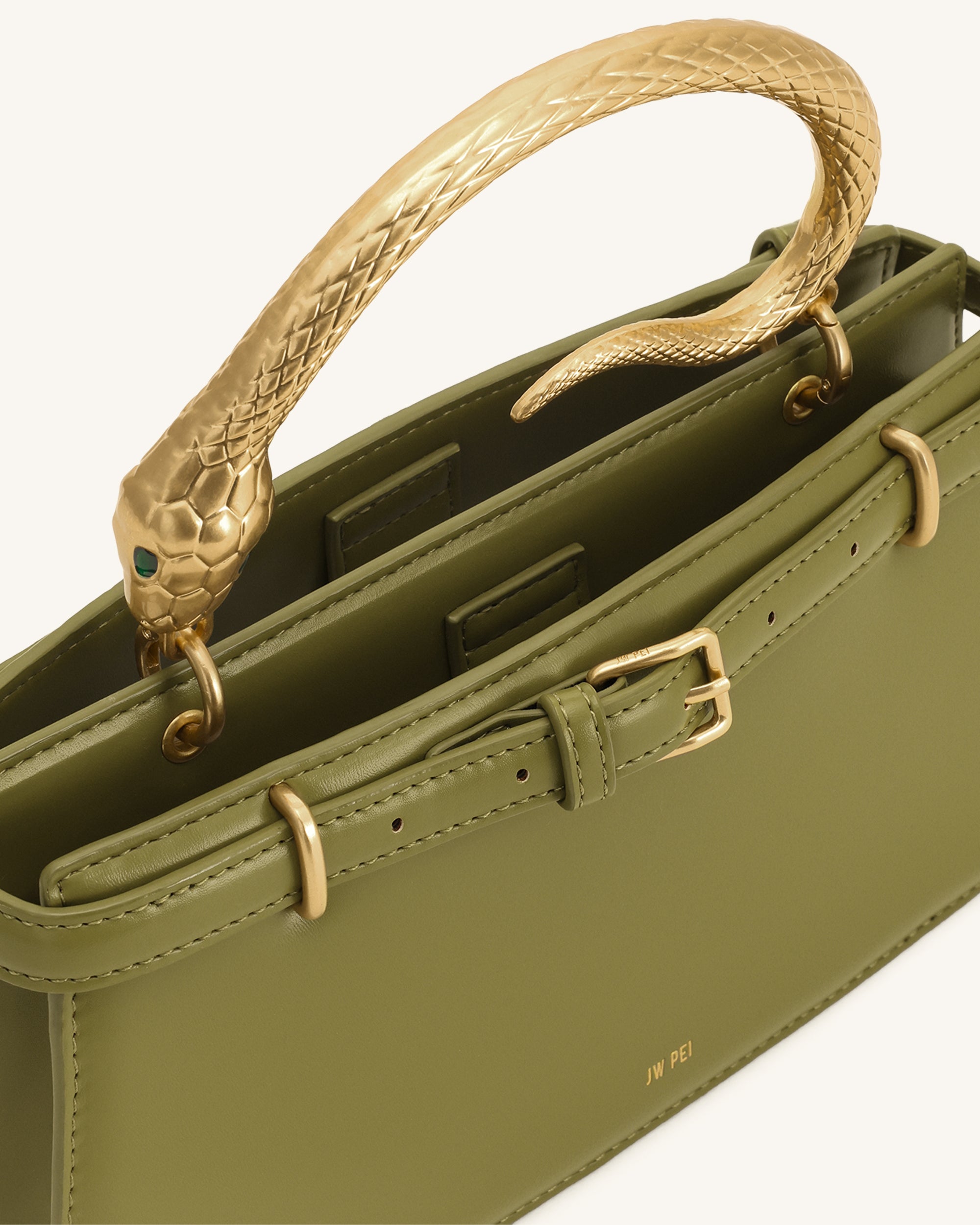 Jw Pei Elena Snake Handle Top Handle Bag Matcha Green