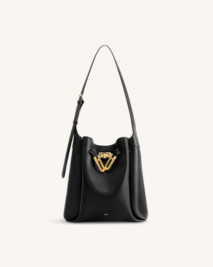 Jw Pei Charlene Double Buckle Hobo Bag Black