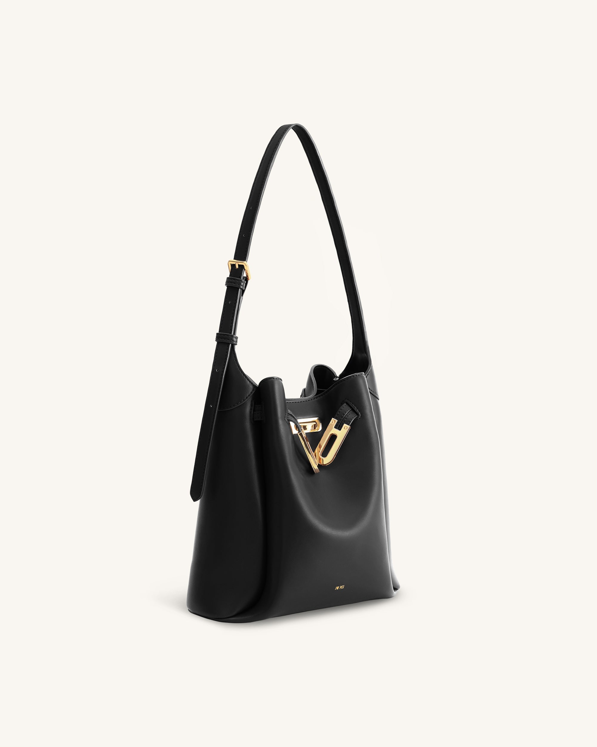 Jw Pei Charlene Double Buckle Hobo Bag Black