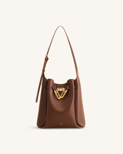 Jw Pei Charlene Double Buckle Hobo Bag Brown