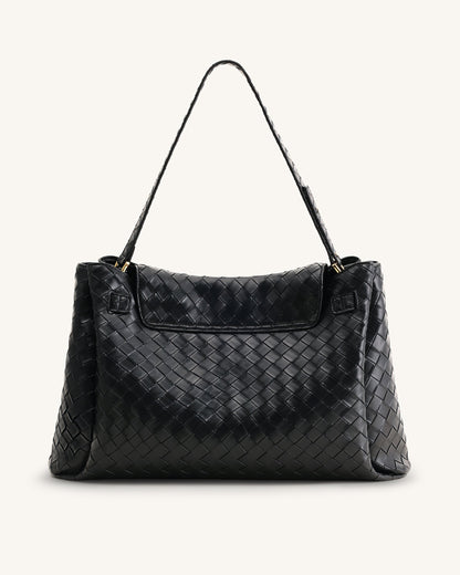 Jw Pei Rhea Large Woven Textured Shoulder Bag Black