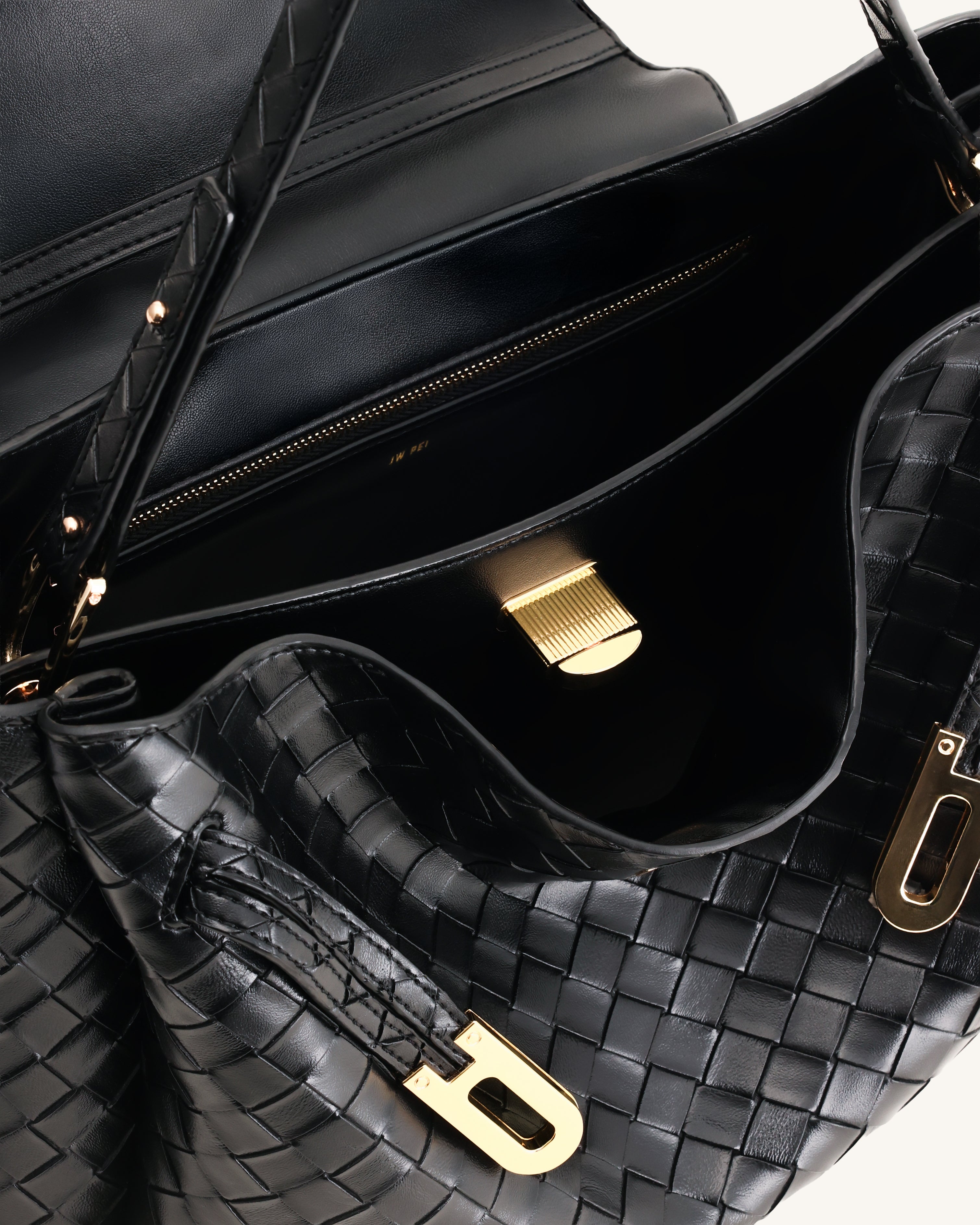 Jw Pei Rhea Large Woven Textured Shoulder Bag Black