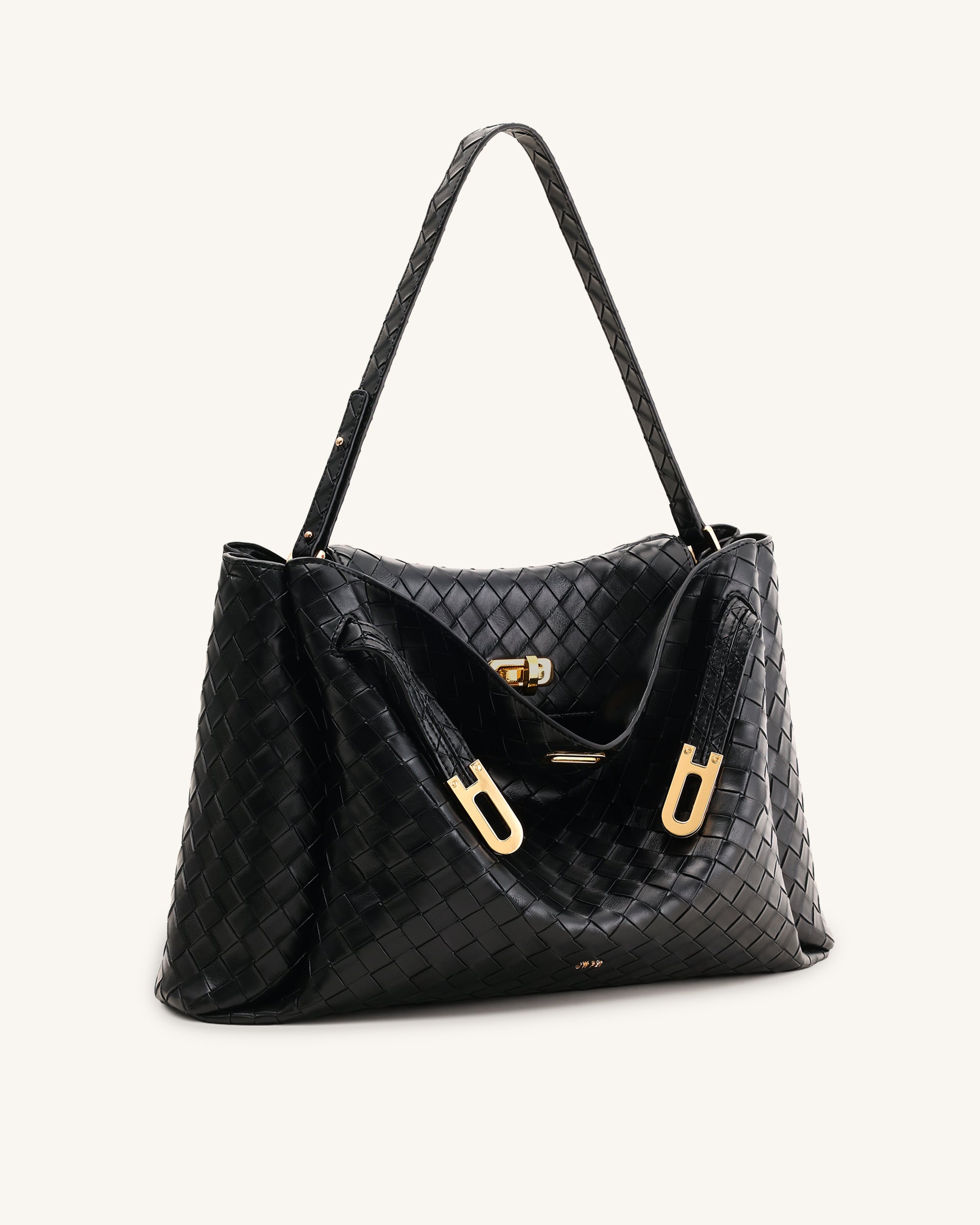 Jw Pei Rhea Large Woven Textured Shoulder Bag Black