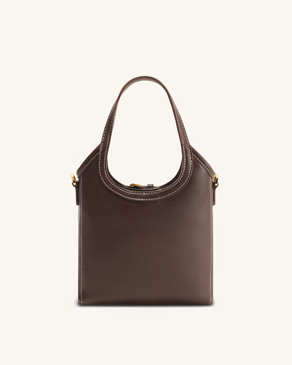 Jw Pei Brooke Mini Belted Embellished Top Handle Bag Dark Brown