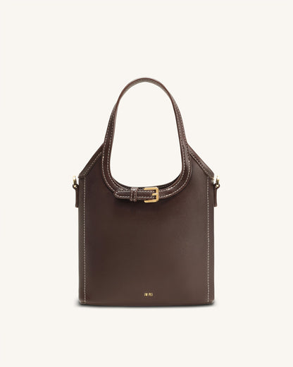 Jw Pei Brooke Mini Belted Embellished Top Handle Bag Dark Brown