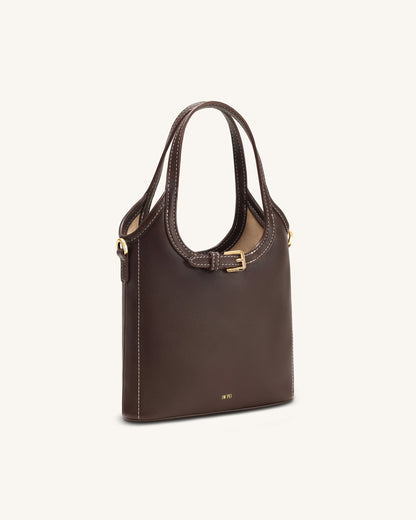 Jw Pei Brooke Mini Belted Embellished Top Handle Bag Dark Brown