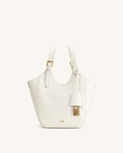 Jw Pei Ines Faux Ostrich Padlock Tote Bag White